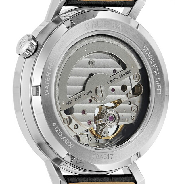 ブローバ クラシック エアロジェット 自動巻き 腕時計 ブランド メンズ オープンハート BULOVA 96A317 アナログ ブラック 黒 おしゃれ 防水 プレゼント 男性 実用的