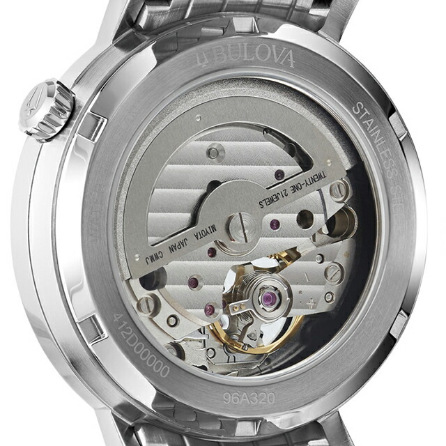 ブローバ クラシック エアロジェット 自動巻き 腕時計 ブランド メンズ オープンハート BULOVA 96A320 アナログ ネイビー おしゃれ 防水 プレゼント 男性 実用的