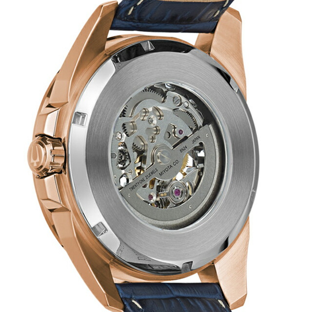 ブローバ クラシック 自動巻き 腕時計 ブランド メンズ オープンハート BULOVA 97A161 アナログ ブルー おしゃれ 防水 プレゼント 男性 実用的