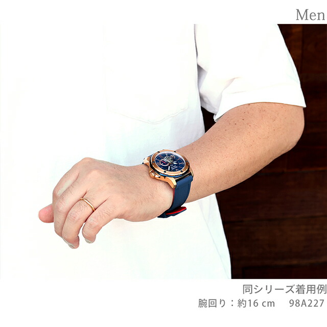 ブローバ マリンスター 自動巻き 腕時計 ブランド メンズ オープンハート BULOVA 98A227 アナログ ネイビー おしゃれ 防水 プレゼント 男性 実用的
