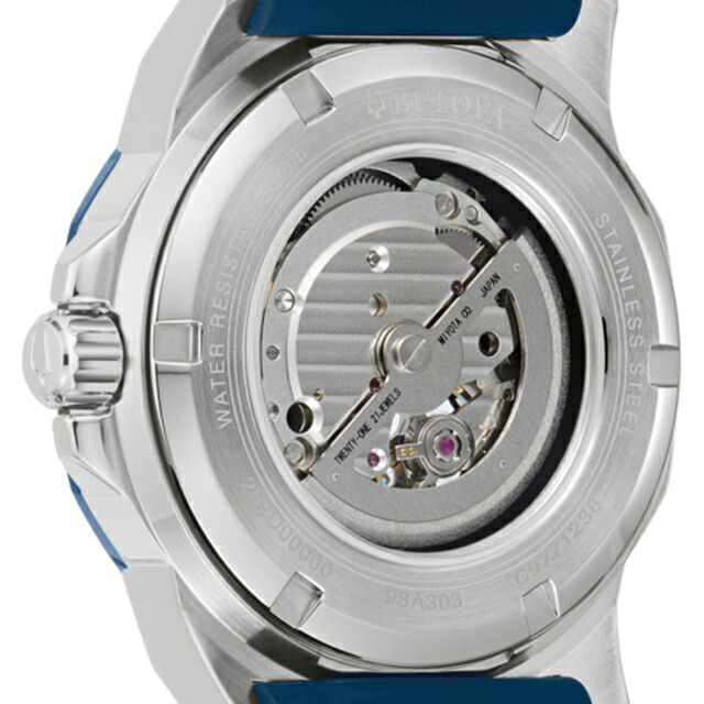 ブローバ マリンスター 自動巻き 腕時計 ブランド メンズ オープンハート BULOVA 98A303 アナログ ネイビー おしゃれ 防水 プレゼント 男性 実用的