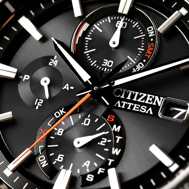 シチズン アテッサ ダイレクトフライト 光発電エコドライブ電波 腕時計 ブランド メンズ チタン クロノグラフ ソーラー電波 CITIZEN ATTESA AT8189-61E アナログ ブラック 黒 日本製