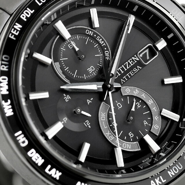 シチズン アテッサ ACT Line ダイレクトフライト 光発電エコドライブ電波 腕時計 ブランド メンズ チタン クロノグラフ 電波ソーラー CITIZEN ATTESA AT8294-59E アナログ ブラック 黒 日本製 高級 おしゃれ 防水 文字盤 大きい プレゼント 男性 実用的