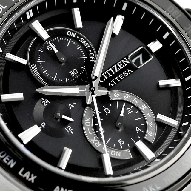 シチズン アテッサ ACT Line ダイレクトフライト 光発電エコドライブ電波 腕時計 ブランド メンズ チタン クロノグラフ 電波ソーラー CITIZEN ATTESA AT8295-56E アナログ ブラック 黒 日本製 高級 おしゃれ 防水 文字盤 大きい プレゼント 男性 実用的