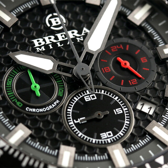ブレラ ミラノ GRANTURISMO GT2 CHRONOGRAPH QUARTZ クオーツ ラグスポ 腕時計 メンズ クロノグラフ BRERA MILANO BMGTQC4503 アナログ ブラック 黒 ブランド おしゃれ 防水 プレゼント 男性 実用的