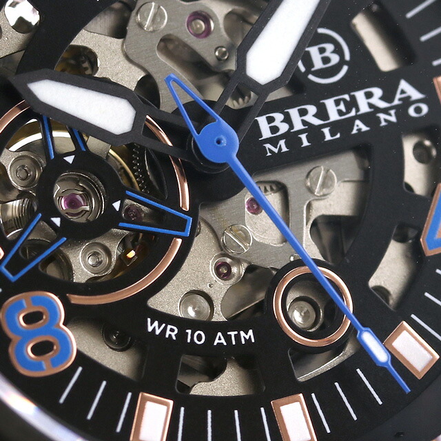 ブレラ ミラノ SUPERSPORTIVO EVO AUTOMATIC 自動巻き 腕時計 メンズ オープンハート BRERA MILANO BMSSAS4502 アナログ スケルトン ブラック 黒 ブランド おしゃれ 防水 プレゼント 男性 実用的