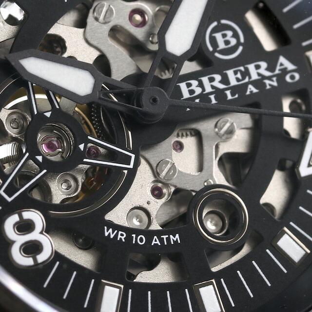 ブレラ ミラノ SUPERSPORTIVO EVO AUTOMATIC 自動巻き ラグスポ 腕時計 メンズ オープンハート BRERA MILANO BMSSAS4503 アナログ スケルトン ブラック 黒 ブランド おしゃれ 防水 プレゼント 男性 実用的