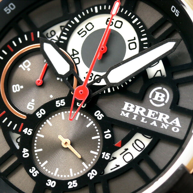 ブレラ ミラノ スーパースポルティーボ エヴォ クオーツ 腕時計 メンズ クロノグラフ BRERA MILANO BMSSQC4502-BRC アナログ ブラック ピンクゴールド 黒 ブランド おしゃれ 防水 プレゼント 男性 実用的