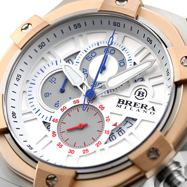 ブレラ ミラノ スーパースポルティーボ EVO クオーツ 腕時計 メンズ クロノグラフ BRERA MILANO BMSSQC4505C アナログ ホワイト 白 ブランド おしゃれ 防水 プレゼント 男性 実用的