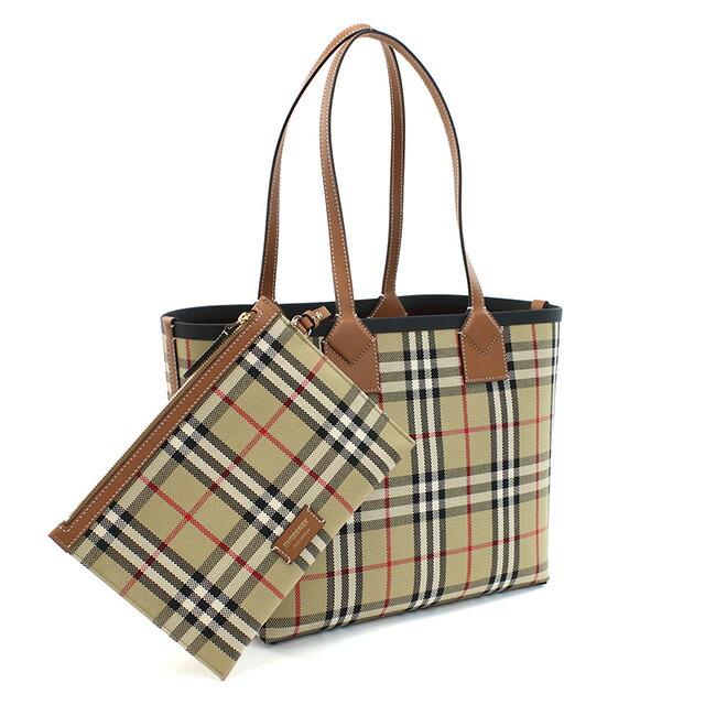 バーバリー トートバッグ レディース BURBERRY コットン、レザー イタリア 8066163 BRIAR BROWN-BLACK ブラウン系 マルチカラー バッグ 軽量 手提げ ブランド 高級 おしゃれ プレゼント 女性 実用的 かわいい