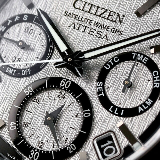 シチズン アテッサ ダイレクトフライト 光発電エコドライブGPS衛星電波 腕時計 ブランド メンズ チタン クロノグラフ ソーラー CITIZEN ATTESA CC4055-14H アナログ シルバー ブラック 黒 日本製