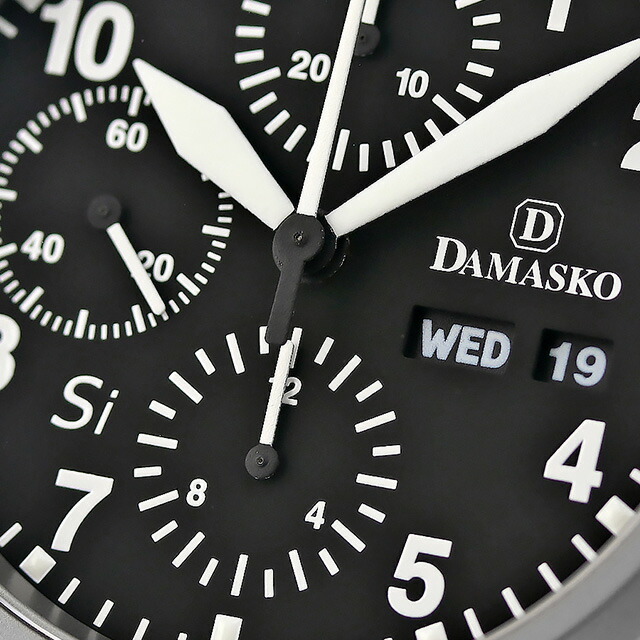 ダマスコ ユーロファイターモデル 自動巻き 腕時計 メンズ クロノグラフ DAMASKO DC56 Si L アナログ ブラック 黒 ドイツ製 ブランド おしゃれ 防水 プレゼント 男性 実用的