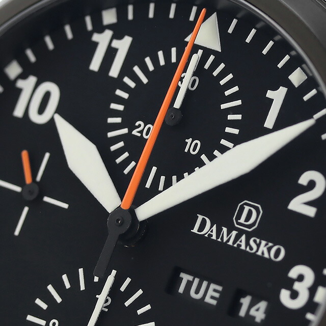 ダマスコ ユーロファイターモデル 自動巻き 腕時計 メンズ クロノグラフ DAMASKO DCJ56D L アナログ オールブラック 黒 ドイツ製 ブランド おしゃれ 防水 プレゼント 男性 実用的