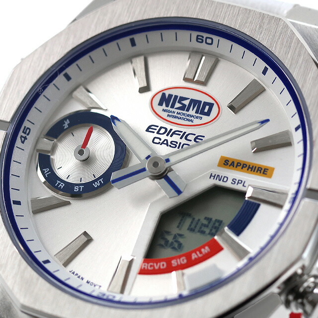 エディフィス EDIFICE クォーツ 電池式 ECB-S10NIS-7A NISMOヘリテージエディション 日産自動車 Bluetooth メンズ 腕時計 ブランド カシオ casio アナデジ シルバー ホワイト 白 おしゃれ 防水 文字盤 大きい プレゼント 男性 実用的