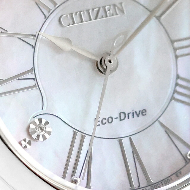 シチズン エル ROUND Collection エコドライブ 腕時計 ブランド レディース ダイヤモンド ソーラー CITIZEN L EM1060-87Y アナログ ホワイトシェル 白 おしゃれ 防水 軽い 華奢 かわいい プレゼント 女性 実用的