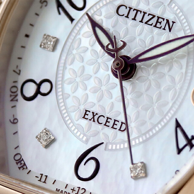 シチズン エクシード 26mm エコドライブ電波 ES9385-57W 腕時計 ソーラー電波腕時計 ソーラー電波時計 レディース ホワイトシェル サクラピンク CITIZEN EXCEED 高級 ブランド おしゃれ 防水 軽い 華奢 かわいい プレゼント 女性 実用的