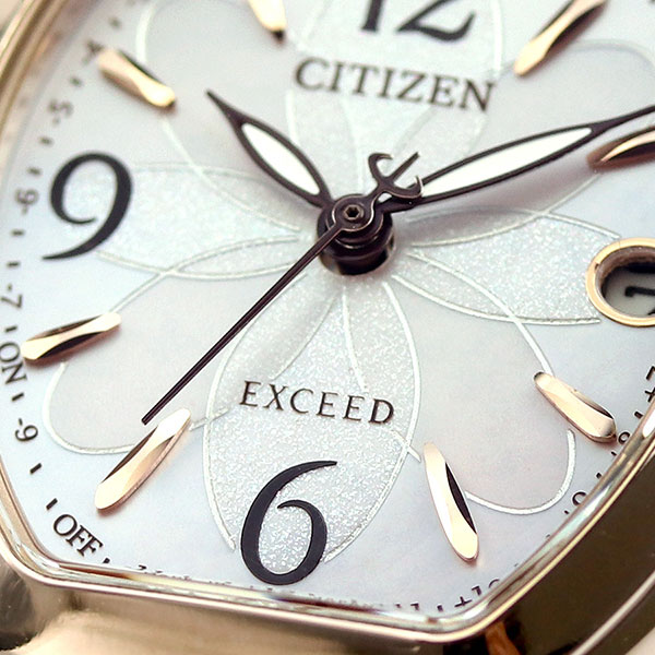 シチズン エクシード ティタニアハッピーフライト エコドライブ電波 レディース 腕時計 ソーラー電波腕時計 ES9482-51W CITIZEN EXCEED ホワイトシェル サクラピンク（R） 高級 ブランド おしゃれ 防水 軽い 華奢 かわいい プレゼント 女性 実用的