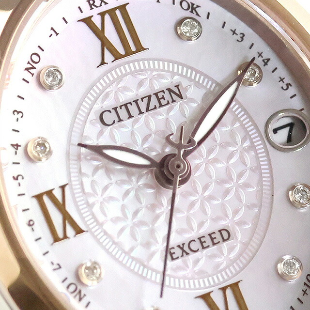 シチズン エクシード ダイレクトフライト エコ・ドライブ電波 腕時計 ブランド レディース チタン ダイヤモンド 電波ソーラー CITIZEN EXCEED ES9515-53N アナログ ホワイトシェル 白 日本製 高級 おしゃれ 防水 軽い 華奢 かわいい プレゼント 女性 実用的