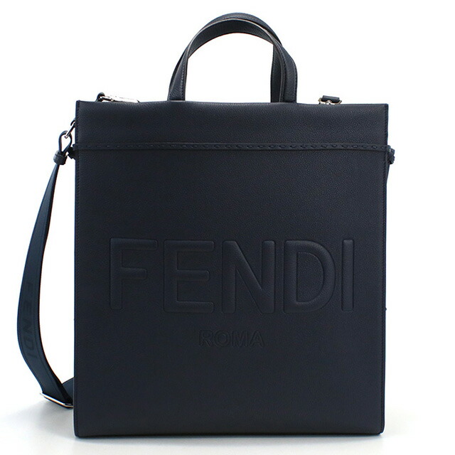 フェンディ トートバッグ メンズ FENDI レザー 7VA583 ネイビー系 バッグ 軽量 手提げ ブランド 高級 おしゃれ プレゼント 男性 実用的 かっこいい