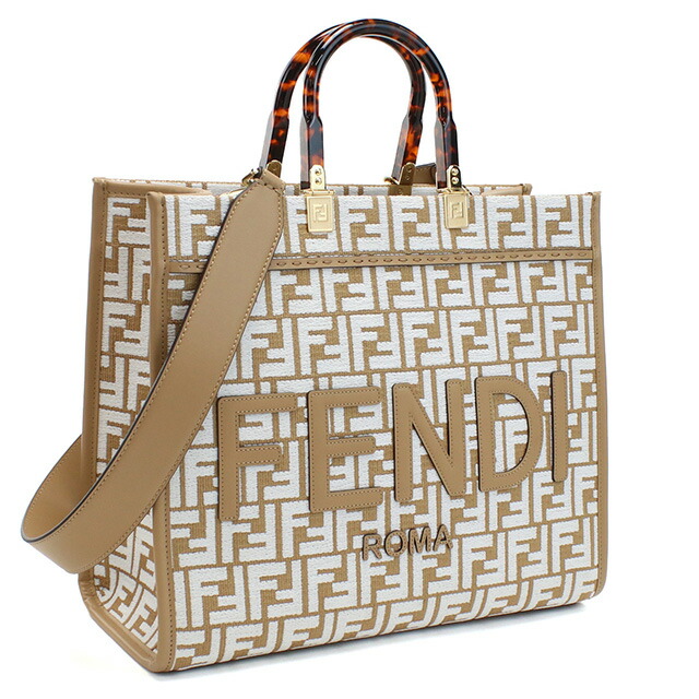 フェンディ トートバッグ レディース FENDI イタリア 8BH386 ブラウン系 ホワイト系 バッグ 軽量 手提げ ブランド 高級 おしゃれ プレゼント 女性 実用的 かわいい