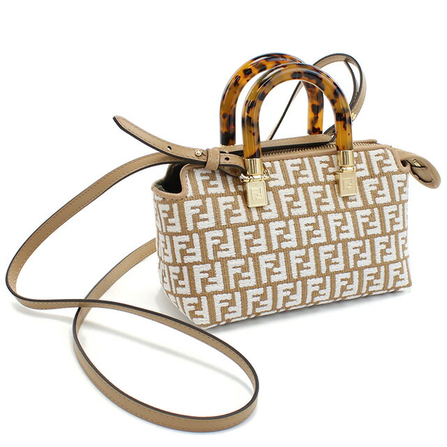フェンディ ハンドバッグ レディース FENDI イタリア 8BS067 ブラウン系 ホワイト系 バッグ 軽量 小さめ 手提げ ブランド 高級 おしゃれ プレゼント 女性 実用的 かわいい