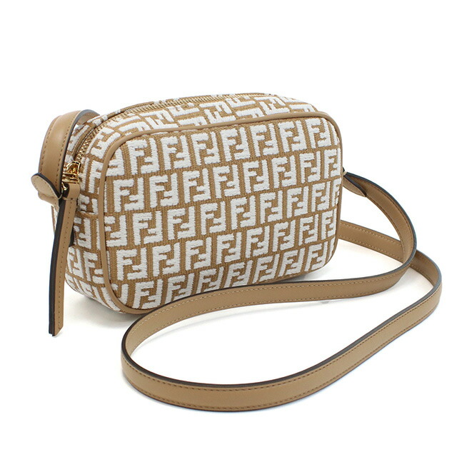 フェンディ 斜め掛け ショルダーバッグ レディース FENDI イタリア 8BS077 ブラウン系 ホワイト系 バッグ 斜めがけ ブランド 高級 おしゃれ プレゼント 女性 実用的 かわいい