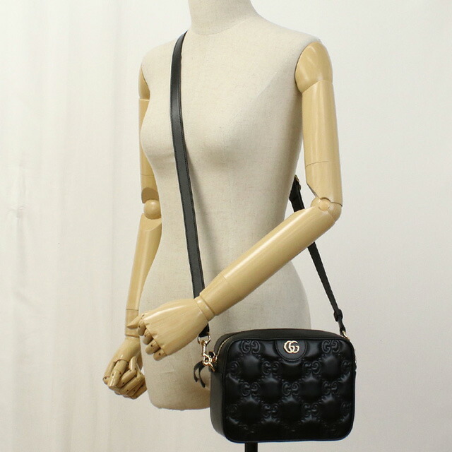 グッチ 斜め掛け ショルダーバッグ レディース ブランド GUCCI GG MATELASSE 702234 ブラック バッグ