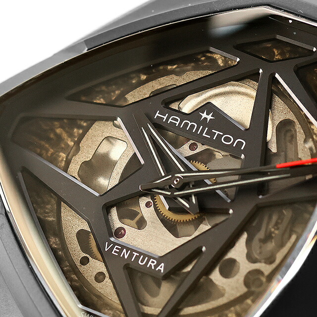 ハミルトン ベンチュラ Auto Edge Skeleton 47mm 自動巻き 腕時計 ブランド メンズ HAMILTON VENTURA H24645330 アナログ ブラック 黒 おしゃれ 防水 プレゼント 男性 実用的