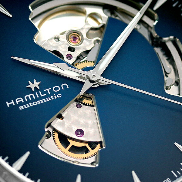 ハミルトン 腕時計 ジャズマスター オープンハート オート 40mm スイス製 自動巻き メンズ H32675140 HAMILTON ブルー ブランド おしゃれ 防水 プレゼント 男性 実用的