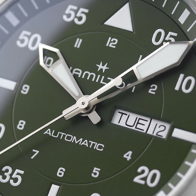 ハミルトン カーキ アビエーション カーキ パイロット デイデイト オートマティック 42mm 自動巻き 腕時計 メンズ HAMILTON H64635560 アナログ グリーン ブラウン スイス製 ブランド おしゃれ 防水 プレゼント 男性 実用的