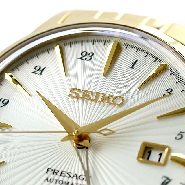 セイコー プレザージュ Cocktail Time 自動巻き 腕時計 ブランド メンズ SEIKO PRESAGE HCB004J アナログ ホワイト ゴールド 白 日本製 高級 おしゃれ 防水 プレゼント 男性 実用的