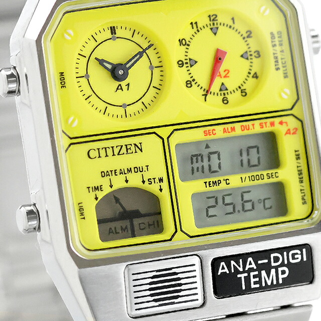 シチズン コレクション レコードレーベル PLAYGROUND Edition 特定店限定モデル ANA-DIGI TEMP クオーツ 腕時計 ブランド メンズ 流通限定 数量限定 クロノグラフ CITIZEN RECORD LABEL JG2170-59Y アナデジ イエロー おしゃれ 防水 プレゼント 男性 実用的