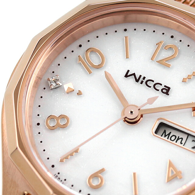 シチズン ウィッカ ソーラーテック デイ＆デイトモデル ソーラーテック 腕時計 レディース CITIZEN wicca KH3-568-15 アナログ シルバー ピンクゴールド ブランド おしゃれ 防水 軽い 華奢 かわいい プレゼント 女性 実用的