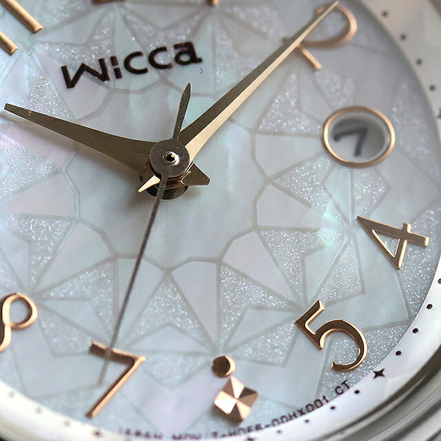 シチズン ウィッカ ソーラーテック電波時計 腕時計 ブランド レディース 数量限定 電波ソーラー CITIZEN wicca KS1-830-21 アナログ ホワイトシェル 白 おしゃれ 防水 軽い 華奢 かわいい プレゼント 女性 実用的