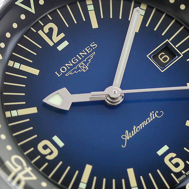ロンジン レジェンドダイバー 自動巻き 腕時計 ブランド メンズ レディース LONGINES L3.374.4.90.2 アナログ ブルー ネイビー おしゃれ 防水 プレゼント 実用的