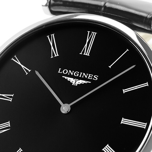 ロンジン グランクラシック クオーツ 腕時計 ブランド メンズ LONGINES L4.709.4.51.2 アナログ ブラック 黒 スイス製 おしゃれ 防水 プレゼント 男性 実用的