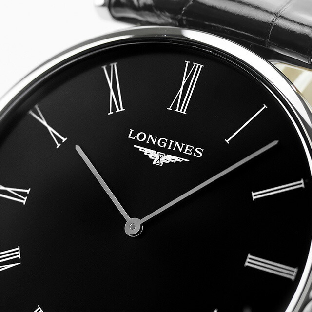 ロンジン グランクラシック クォーツ 電池式 腕時計 ブランド メンズ LONGINES L4.766.4.51.2 アナログ ブラック 黒 スイス製 おしゃれ 防水 プレゼント 男性 実用的