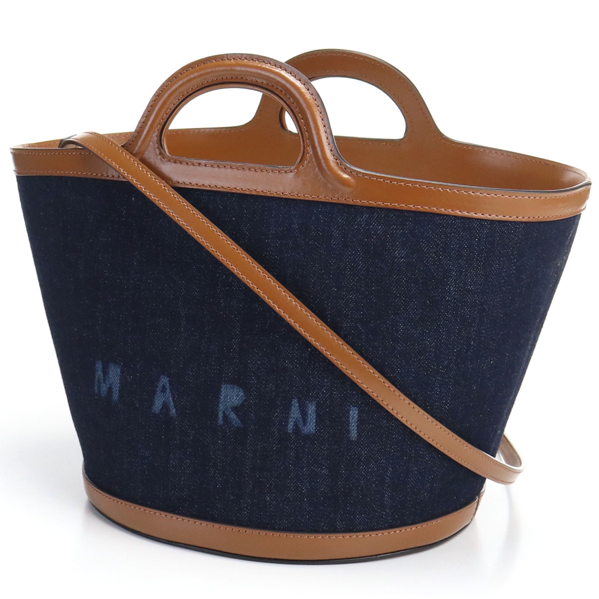 マルニ トートバッグ レディース MARNI コットン カーフレザー イタリア BMMP0097L1 ネイビー系 バッグ 軽量 手提げ ブランド 高級 おしゃれ プレゼント 女性 実用的 かわいい
