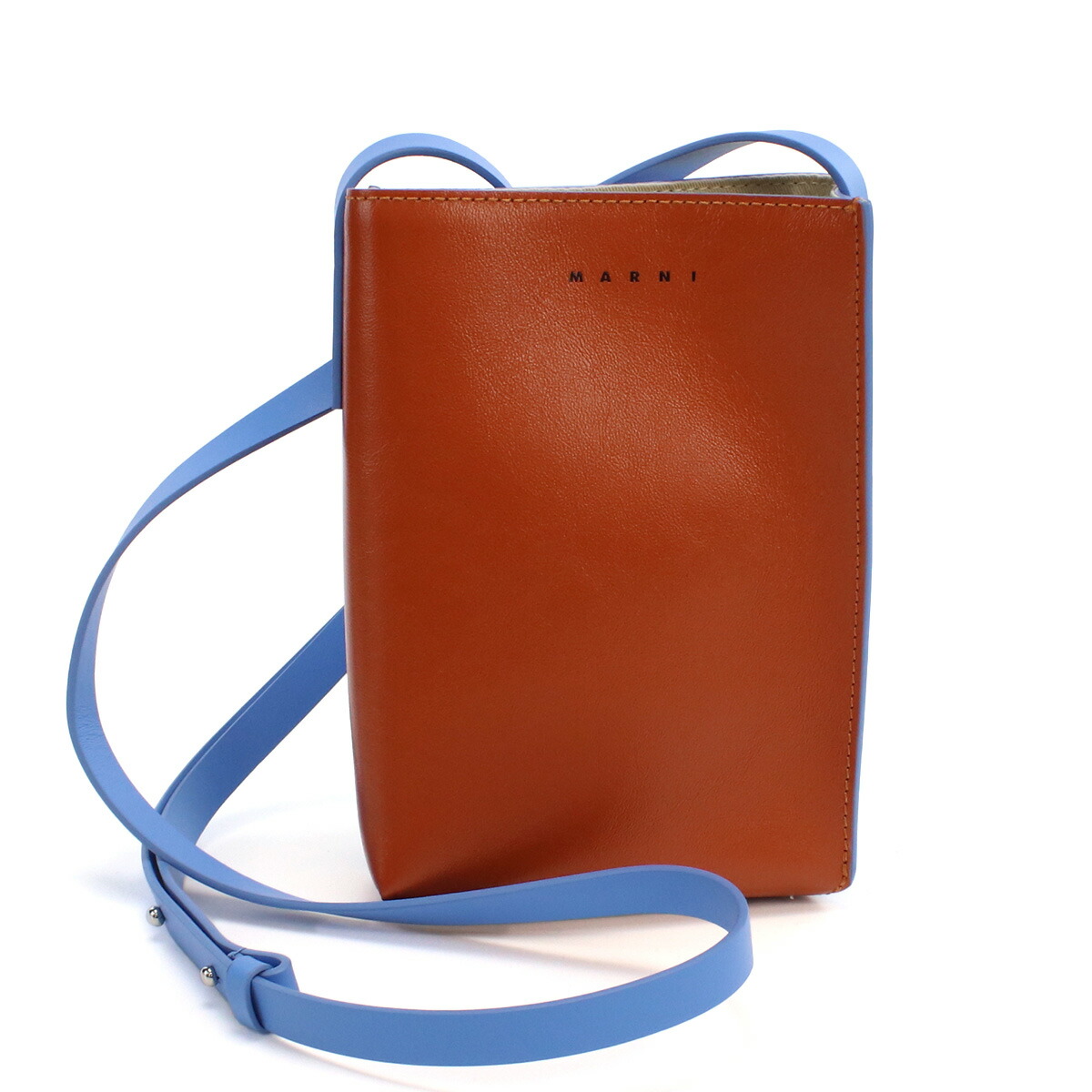 マルニ 斜め掛けショルダーバッグ メンズ MARNI レザー イタリア SBMQ0040Q0 ブラウン系 ブルー系 バッグ 斜めがけ ブランド 高級 おしゃれ プレゼント 男性 実用的 かっこいい