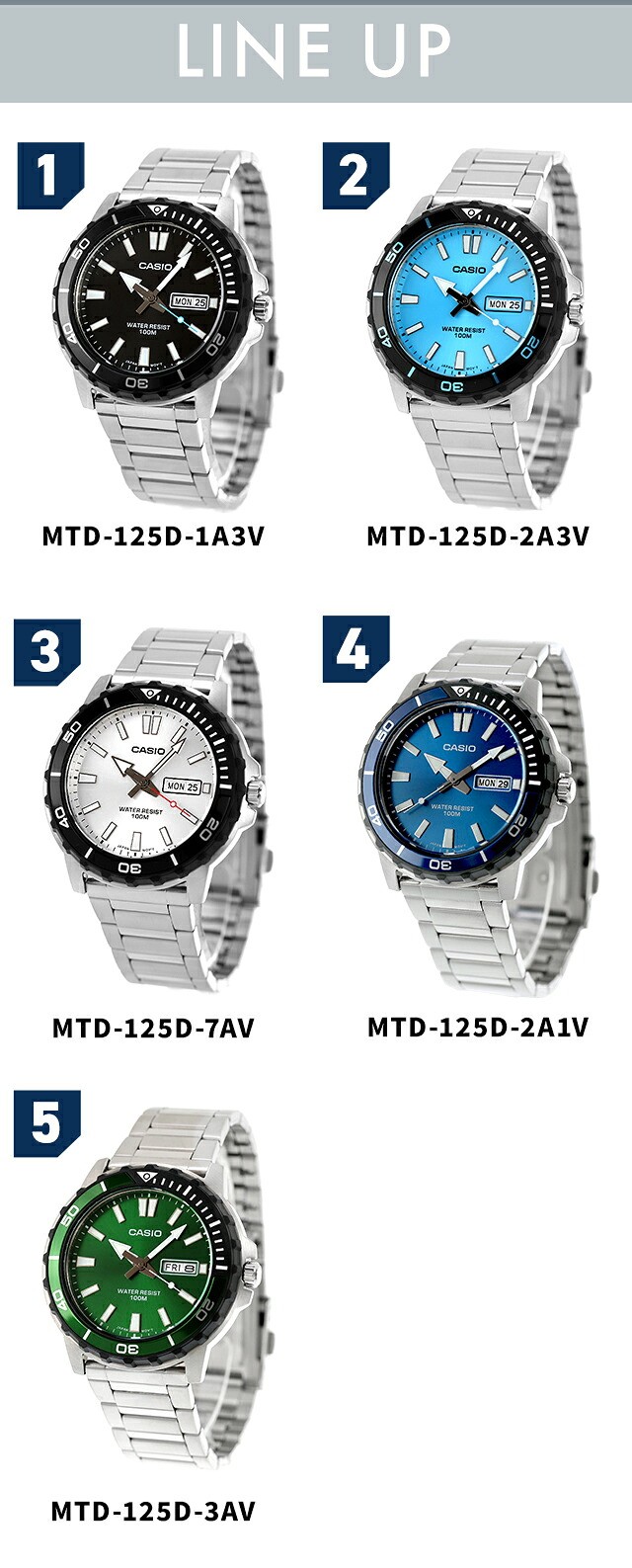 カシオ チープカシオ CASIO アウトドア クォーツ 電池式 MTD-125D スタンダード メンズ チプカシ 腕時計 ブランド カシオ CASIO アウトドア アナログ ブラック ブルー シルバー 黒 選べるモデル