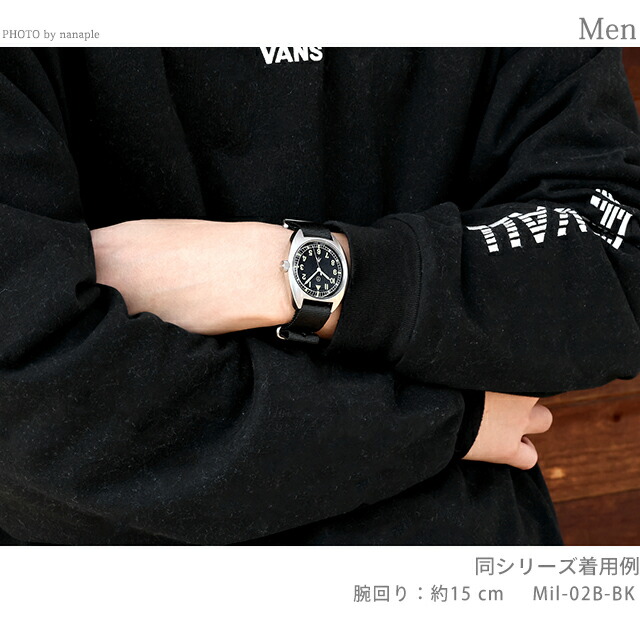 ナバルウォッチ Naval military watch Royal Air Force Type クォーツ 電池式 腕時計 ブランド メンズ NAVAL WATCH Mil-02B-BK アナログ ブラック 黒 おしゃれ 防水 プレゼント 男性 実用的