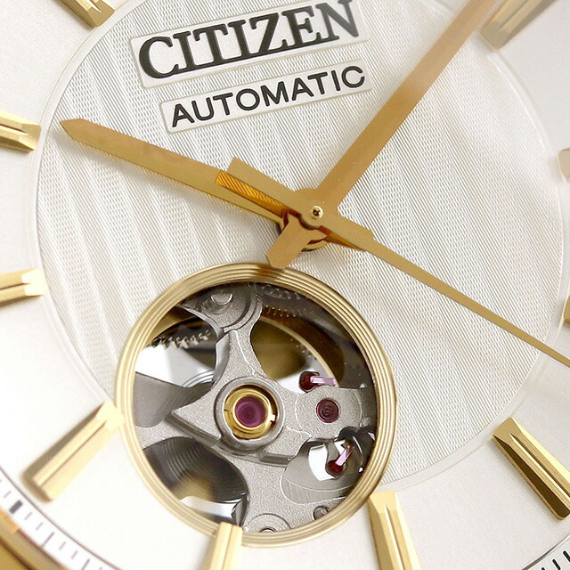 シチズン コレクション メカニカル クラシック オープンハート 自動巻き 腕時計 メンズ オープンハート CITIZEN COLLECTION NH9114-99P アナログ オフホワイト ゴールド 白 日本製 ブランド おしゃれ 防水 プレゼント 男性 実用的