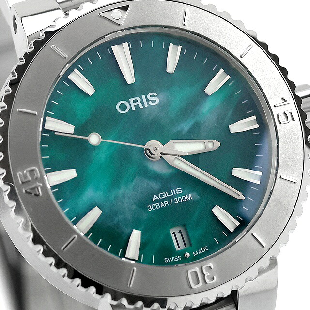オリス アクイス 36.5mm 自動巻き 腕時計 メンズ レディース ORIS 01 733 7770 4137-07 8 18 05P アナログ グリーン スイス製 高級 ブランド おしゃれ 防水 プレゼント 実用的