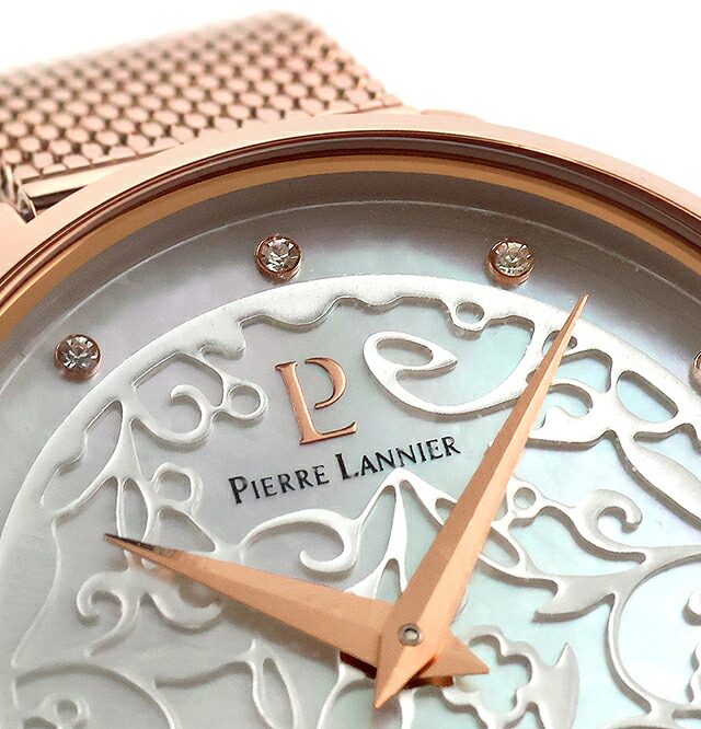 ピエールラニエ エオリア 日本限定 クォーツ 電池式 腕時計 ブランド レディース Pierre Lannier P039L998 アナログ シェル ピンクゴールド 白 フランス製 おしゃれ 防水 かわいい プレゼント 女性 実用的