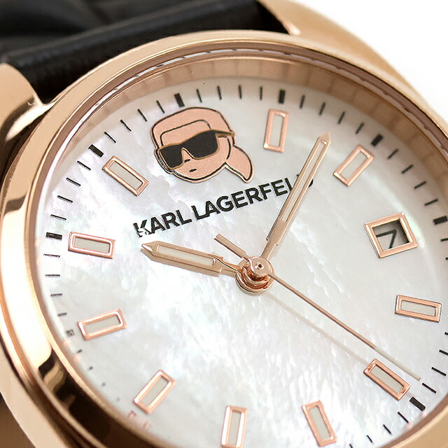 カール・ラガーフェルド ラウンド エッセンシャル クォーツ 電池式 腕時計 ブランド レディース KARL LAGERFELD R0551107501 アナログ シェル ブラック 黒 おしゃれ 防水 かわいい プレゼント 女性 実用的