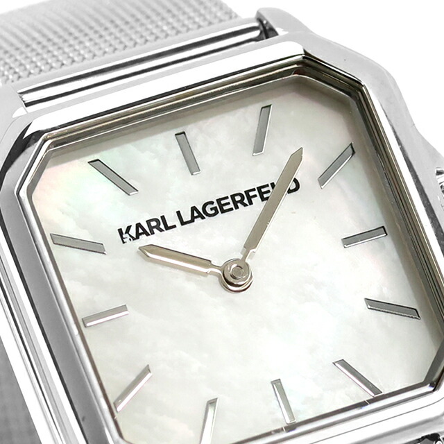 カール・ラガーフェルド スクエア クラシック クォーツ 電池式 腕時計 ブランド レディース KARL LAGERFELD R0553106502 アナログ ホワイトシェル 白 おしゃれ 防水 かわいい プレゼント 女性 実用的