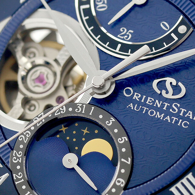 オリエントスター Classic Collection M45 F7 Mechanical Moon Phase 自動巻き 腕時計 ブランド メンズ ムーンフェイズ オープンハート ORIENT STAR RK-BT0002L ネイビー おしゃれ 防水 プレゼント 男性 実用的
