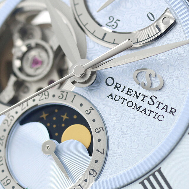 オリエントスター Classic Collection M45 F7 Mechanical Moon Phase 自動巻き 腕時計 ブランド メンズ 数量限定 ムーンフェイズ オープンハート 替えベルト ORIENT STAR RK-BT0003L ブルー おしゃれ 防水 プレゼント 男性 実用的