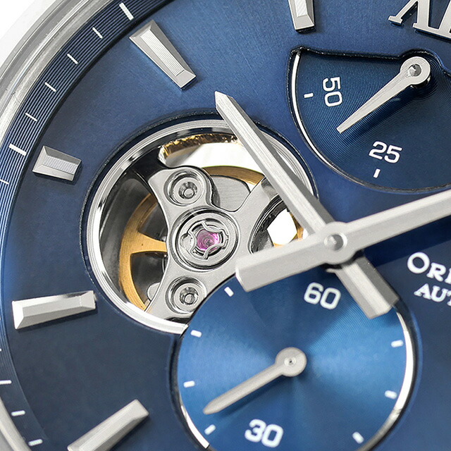 オリエントスター Contemporary Collection M34 F7 Semi Skeleton 自動巻き 腕時計 ブランド メンズ オープンハート ORIENT STAR RK-BY0010L ネイビー おしゃれ 防水 プレゼント 男性 実用的
