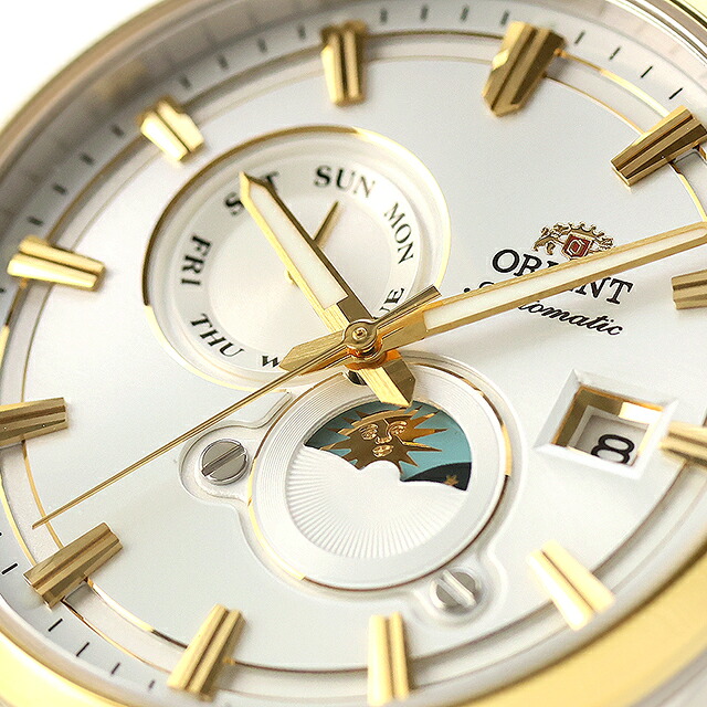 オリエント コンテンポラリー オリエント ストレット サンアンドムーン 自動巻き 腕時計 ブランド メンズ ORIENT CONTEMPORARY RN-AK0312S アナログ シルバー ゴールド おしゃれ 防水 プレゼント 男性 実用的